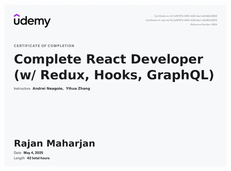 Complete React Developer (w/ Redux, Hooks, GraphQL)